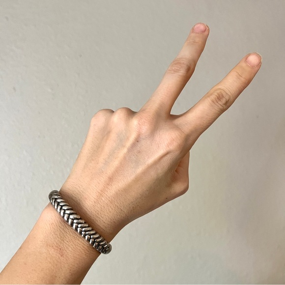 VINTAGE Braided Southwestern Native Style Sterling Silver Stacker Cuff - Picture 8 of 8